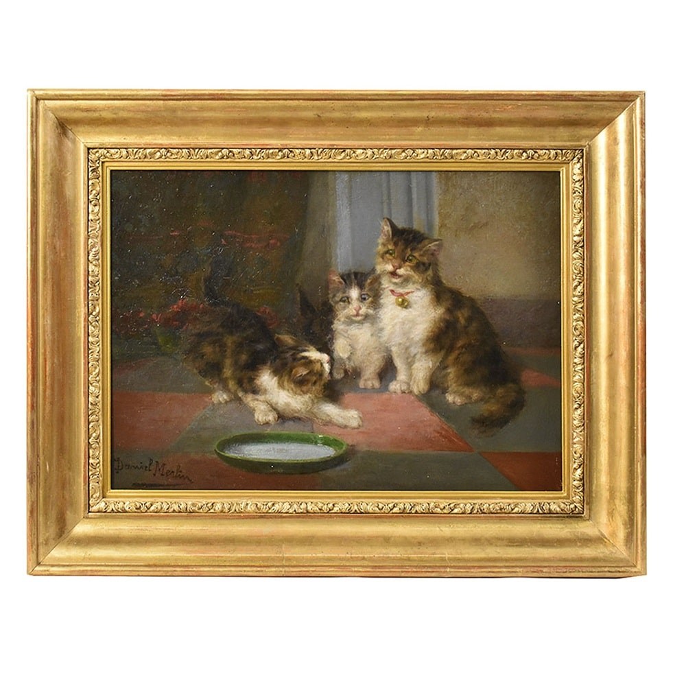 QA624 1 antique oil painting cats old painting XIX century.jpg